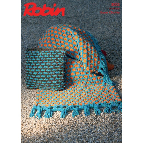 Robin Firecracker Knitting Pattern 3002 One Size Blankets, Cushions