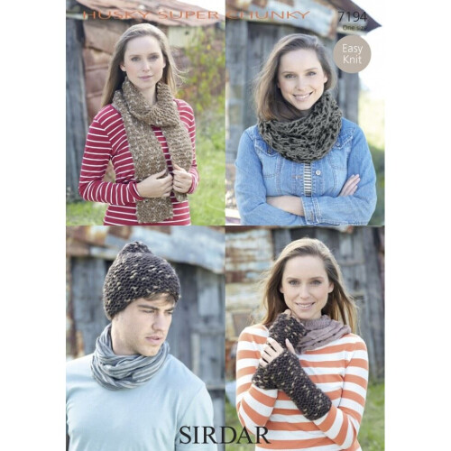 Sirdar Husky Knitting Pattern 7194 Men, Women One Size