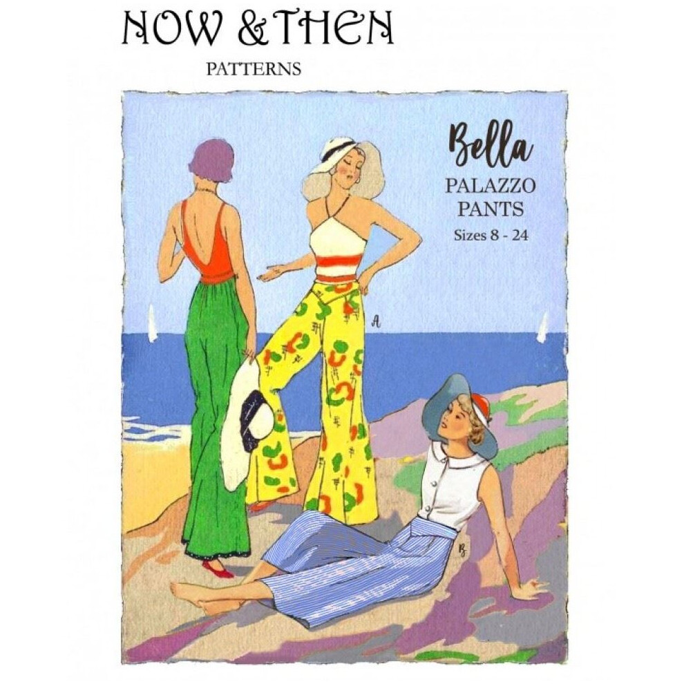 Now & Then Patterns Sewing Pattern The Bella Palazzo Pants Women UK 8 to 24