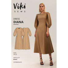 Vikisews Sewing Pattern Diana Dress Women UK 4-22 Dresses