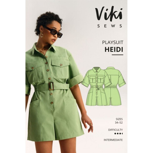 Vikisews Heidi Playsuit Sewing Pattern UK 4-22 (VSP-HeidiPlaysuit) - Women's Jumpsuit Pattern, Intermediate