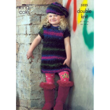 King Cole Riot Knitting Pattern 3325 Kids 24 - 32 Inches Dresses, Headwear, Tops