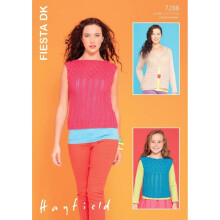 Hayfield Fiesta Knitting Pattern 7288 Kids, Women 24 - 46 Inches Tops, Cardigans