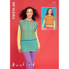Hayfield Fiesta Knitting Pattern 7287 Kids, Women 24 - 46 Inches Tops