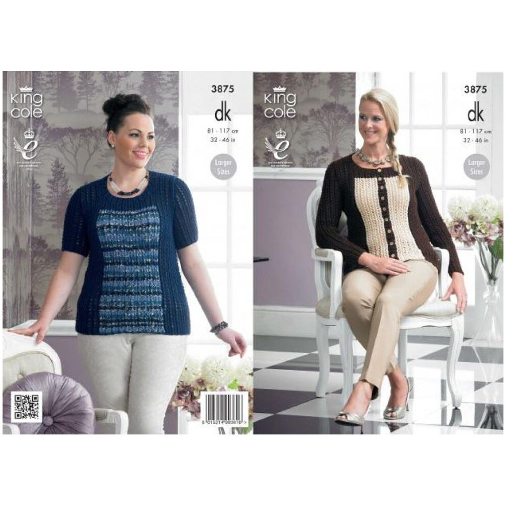 King Cole Merino Knitting Pattern 3875 Women 32 - 46 Inches Cardigans, Sweaters