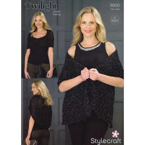 Stylecraft Twilight Knitting Pattern 8900 Women Two Sizes Wraps