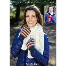 Sirdar Country Style Knitting Pattern 9617 Women One Size Gloves, Scarves