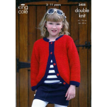 King Cole Merino Knitting Pattern 3408 Kids 3 - 11 Years Jackets, Cardigans