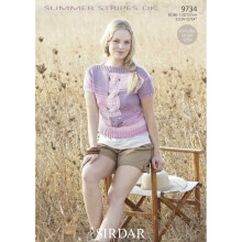 Sirdar Summer Stripes Knitting Pattern 9734 Women 32 - 54 Inches Tops