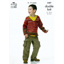 King Cole Merino Knitting Pattern 3487 Kids 3 - 11 Years Sweaters