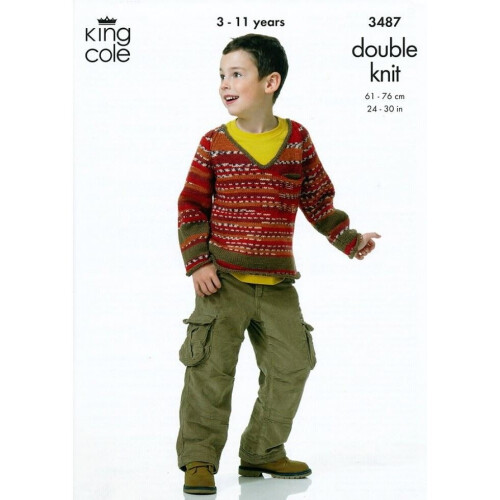 King Cole Merino Knitting Pattern 3487 Kids 3 - 11 Years Sweaters