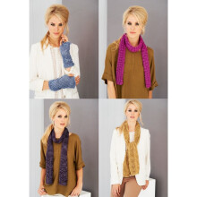 Stylecraft Senses Knitting Pattern 8836 Kids, Women Gloves, Scarves