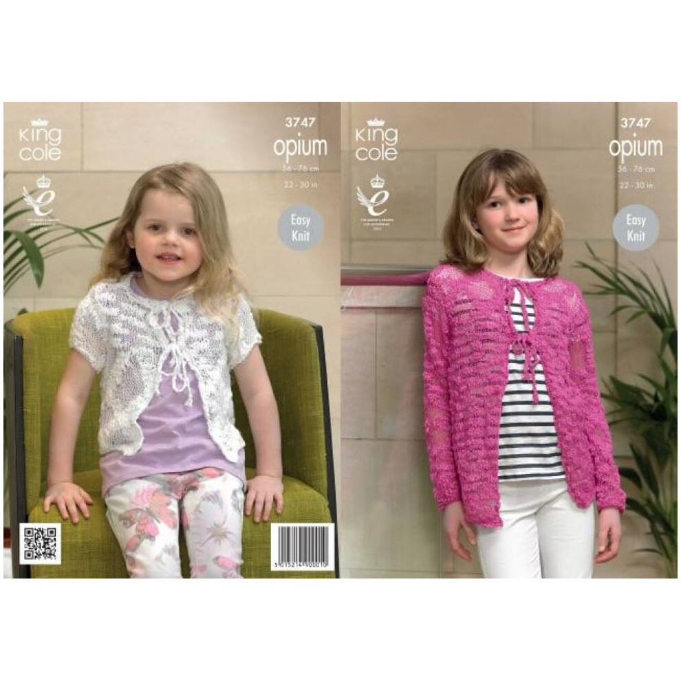 King Cole Opium Knitting Pattern 3747 Kids 22 - 30 Inches Cardigans