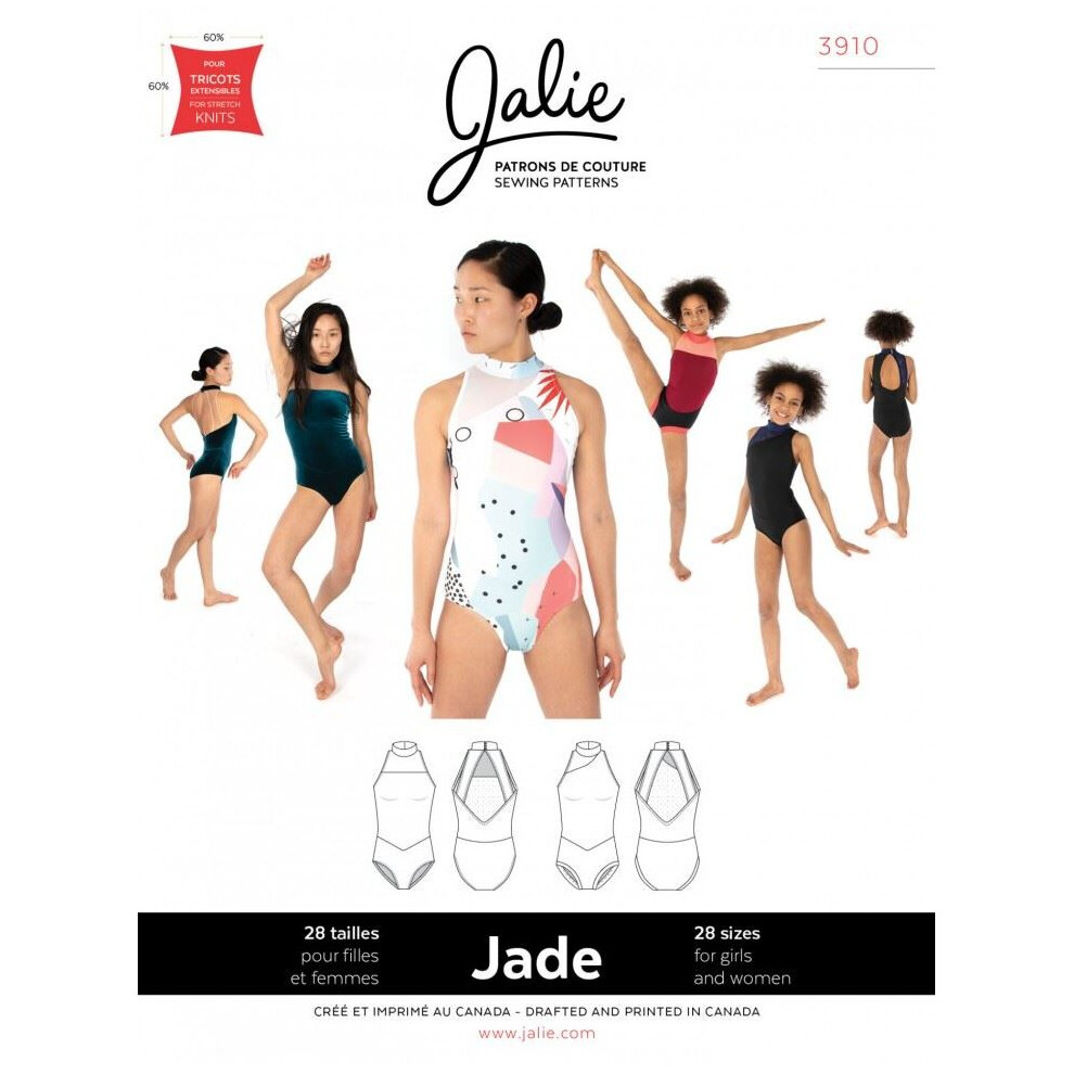 Jalie Sewing Pattern 3910 Jade Halter Leotards Kids, Teenagers, Women 28 Sizes