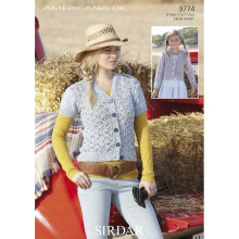 Sirdar Americana Knitting Pattern 9774 Kids, Women 24 - 46 Inches Cardigans