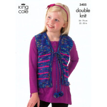 King Cole Wicked Knitting Pattern 3405 Kids 2 - 10 Years Waistcoats, Cardigans