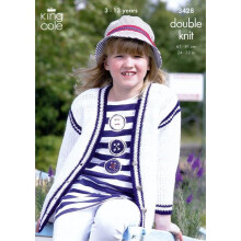 King Cole Smooth Knitting Pattern 3428 Kids 3 - 13 Years Waistcoats, Cardigans