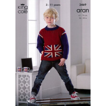 King Cole Big Value Knitting Pattern 3469 Kids 3 - 11 Years Jackets, Sweaters