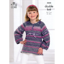 King Cole Knitting Pattern 3225 Kids 22 - 28 Inches Tops, Tunics, Cardigans