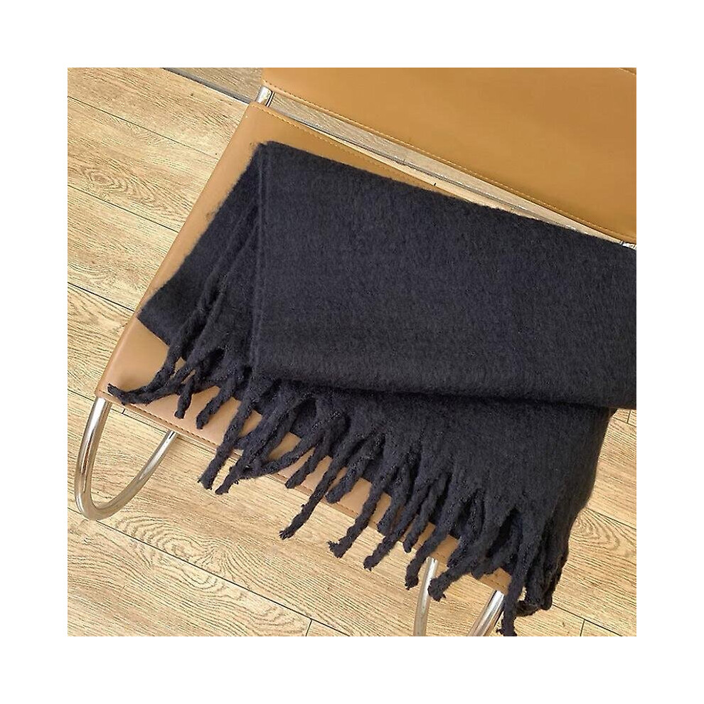 (9# black) Korean new pure color soft glutinous thick warm mohair scarf women 's winter cashmere shawl-image-OPC-PCKPH55-NEW