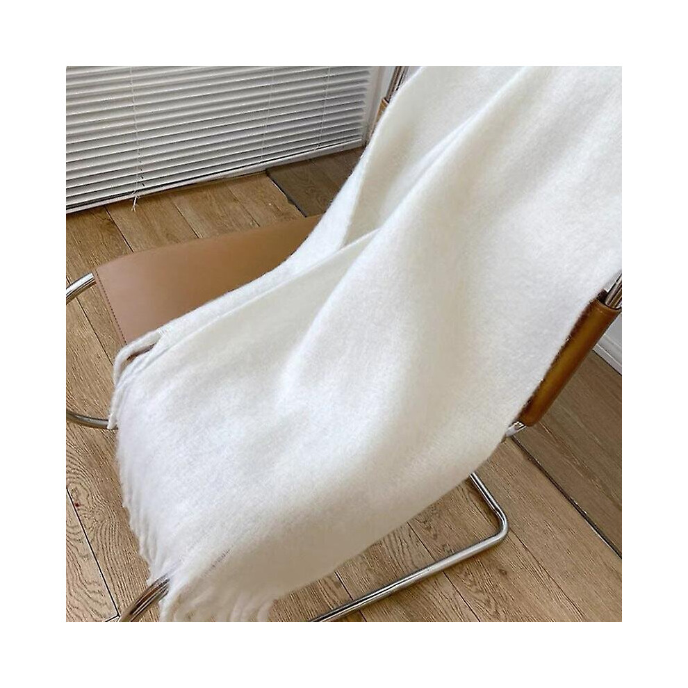 (1# white) Korean new pure color soft glutinous thick warm mohair scarf women 's winter cashmere shawl-image-OPC-PCKPH5F-NEW