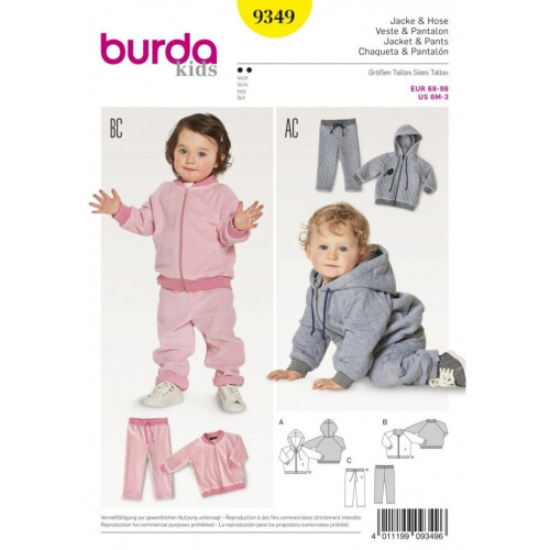 Burda Sewing Pattern 9349 Baby, Kids 6 Months - 3 Years