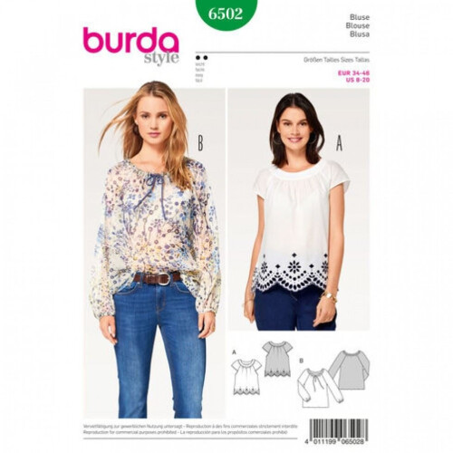 Burda Sewing Pattern 6502 Women 8-20 Tops