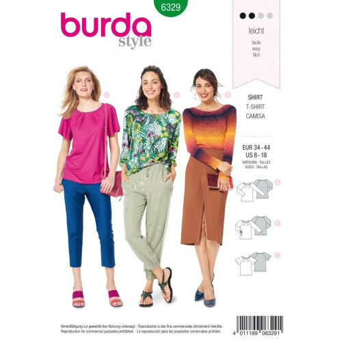 Burda Sewing Pattern 6329 Women 8-18 Tops