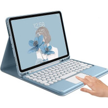(Blue) Ipad 10th Generation 2022 Keyboard Case With Touchpad Cute Round Key Color Keyboard Ipad 10 10.9 Inch Detachable Touch Keyboard Slim Smart Cover With - Refurbished