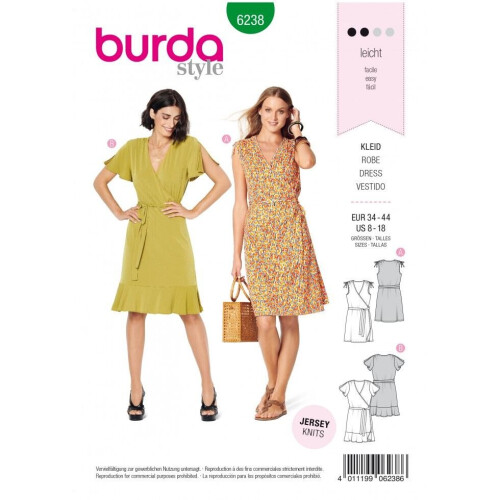 Burda Sewing Pattern 6238 Women Sizes 8-18 Dresses