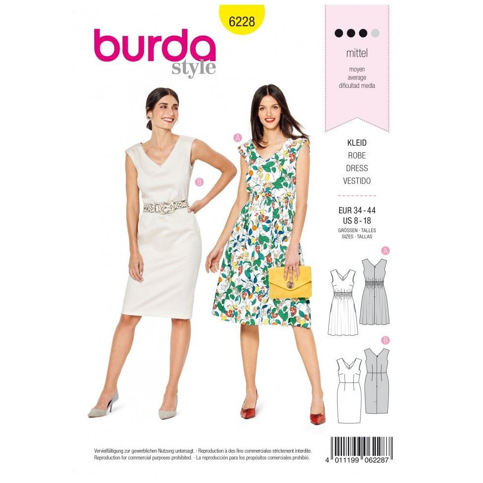 Burda Sewing Pattern 6228 Women Sizes 8-18 Dresses