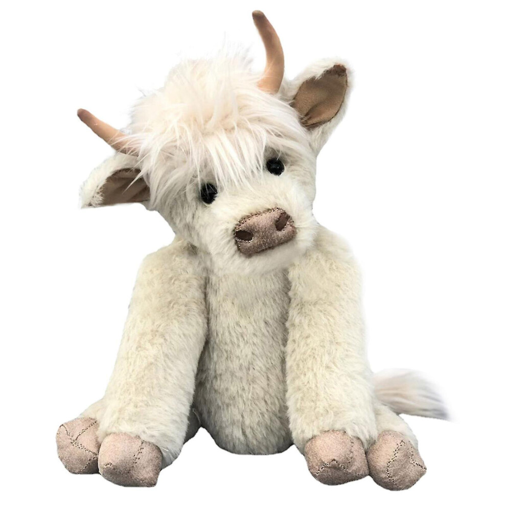 (White) Scottish Highland Cow Plush, Realistic Cow Stuffed Animals Soft Farm Plushie, Cuddly Highland Cow Accompany Plush Decorative Pillow Birthday G White
