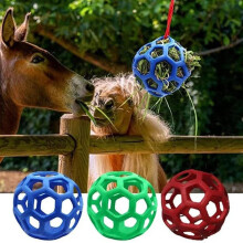 (red) Horse Treat Ball Hay Feeder Toy Hanging Feeding Toy For Horse Stable
