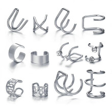 (A07) Vintage Gold Color Leaves Ear Cuff Set Non-piercing Ear Clips Fake Cartilage Earrings Clip