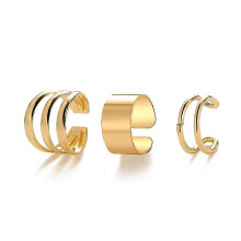 (A22) Vintage Gold Color Leaves Ear Cuff Set Non-piercing Ear Clips Fake Cartilage Earrings Clip