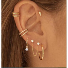 (A15) Vintage Gold Color Leaves Ear Cuff Set Non-piercing Ear Clips Fake Cartilage Earrings Clip
