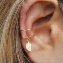 (A24) Vintage Gold Color Leaves Ear Cuff Set Non-piercing Ear Clips Fake Cartilage Earrings Clip