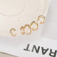 (A12) Vintage Gold Color Leaves Ear Cuff Set Non-piercing Ear Clips Fake Cartilage Earrings Clip
