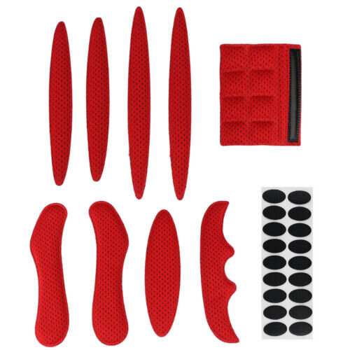 (Red) 27pcs/set Universal Helmet Inner Padding Kit Foam Pads Set Sponge Replacement