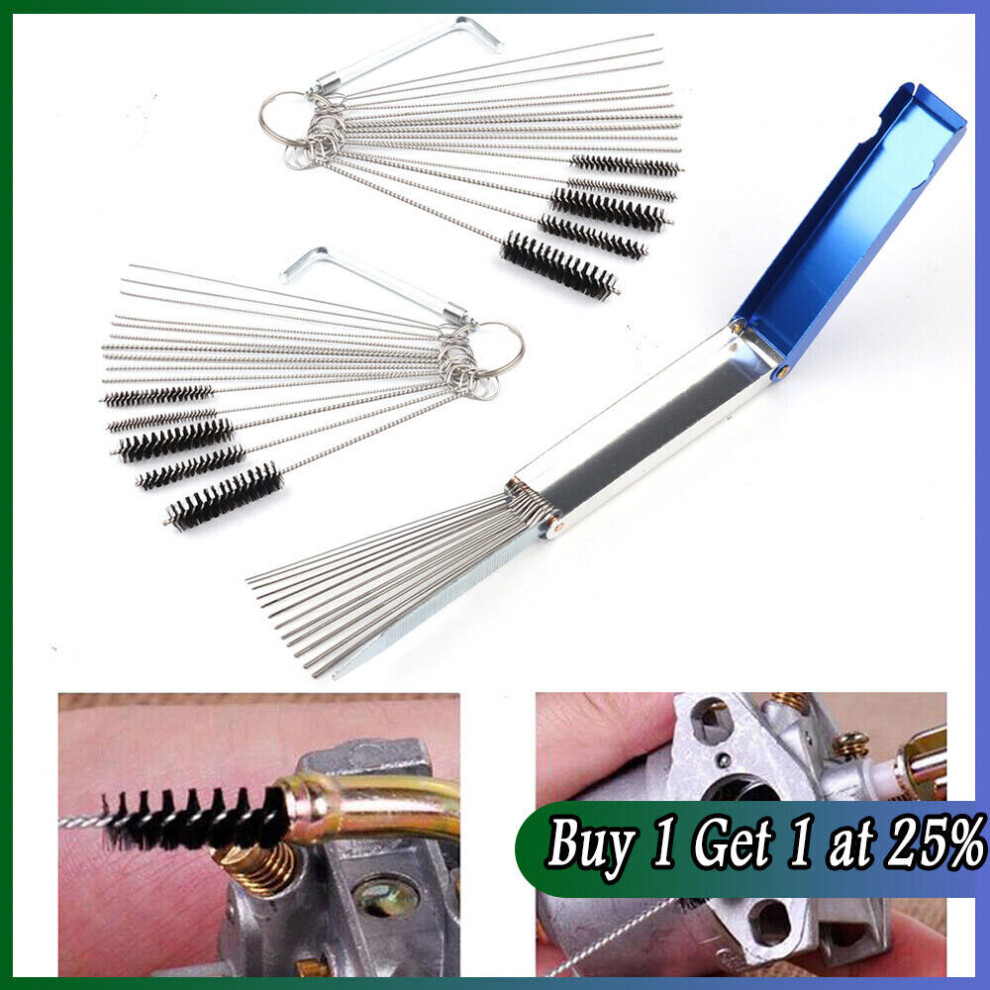 Carburetor Carb Jet Cleaning Tool 20 Needle 10 Wires Brush Cleaner Motorcycle 149218482359