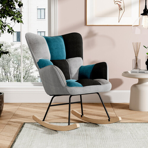 Living And Home Tufted Upholstered Rocking Chair 1