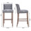 Living And Home (Light Grey) Rustic Set of 2 Bar Stools Linen Tufted with Wood Legs 6