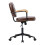 Living And Home Brown Leather Office Chair with Wood Armrests 4