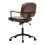 Living And Home Brown Leather Office Chair with Wood Armrests 5