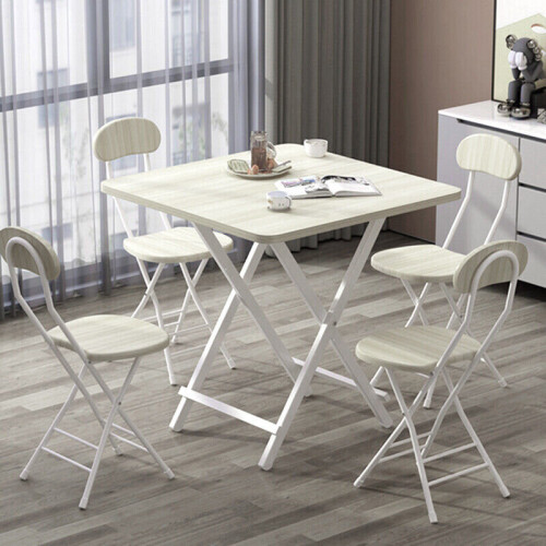 Living And Home 80cm Folding Dining Table and 4 Chairs Space Saving Kitchen Table Chairs Set