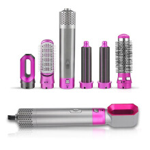 (Grey) New 5 In 1 Hot Air Brush Hair Blow Dryer One Step Hair Dryer & Volumizer Curler Comb With Interchangeable Brush Head