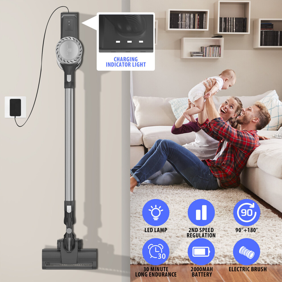 Cordless Stick Vacuum Cleaner with 20Kpa Powerful Suction LED Light 3 in 1 Floor Cleaner for Carpet Pet Hair Hardwood Floor