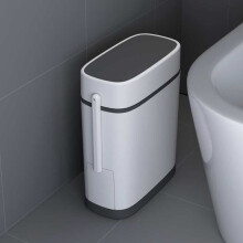 Plastic Trash Can with Built-in Toilet Brush