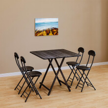 80cm Folding Dining Table and 4 Chairs Space Saving Kitchen Table Chairs Set