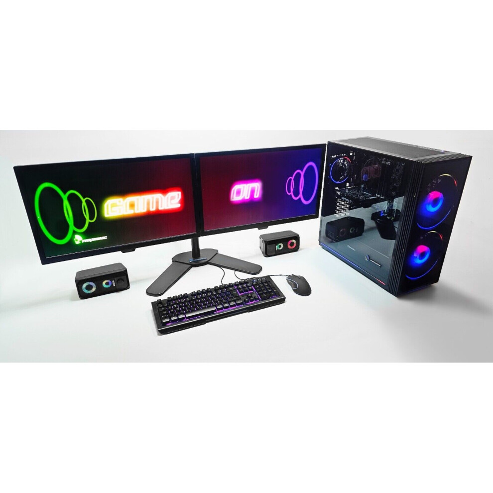 Fast Gaming PC Bundle Dual Monitor  i7-7700 512 M.2 16GB DDR4 GTX1650